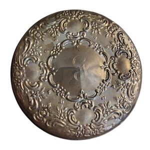 Towle Sterling Silver Round Hand Mirror Repousse 3 1/4” Monogram